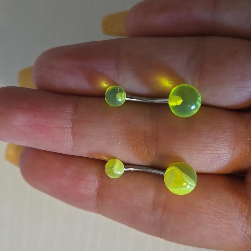 Neon Green Belly Button Rings Set - Picture 3 of 3